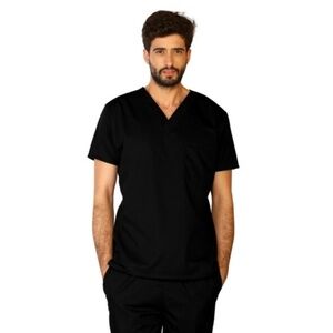Unisex Black One Pocket Scrub Top Antimicrobial Size XS